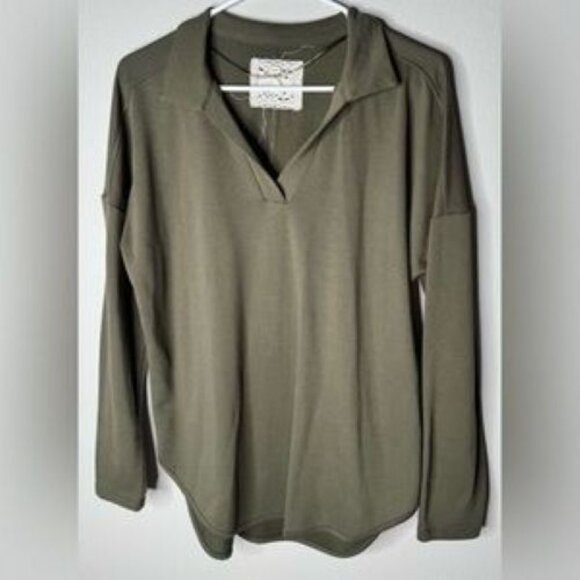 Cupio Green Lightweight Sweatshirt Size Large Long Sleeve Pullover Top - Picture 1 of 8